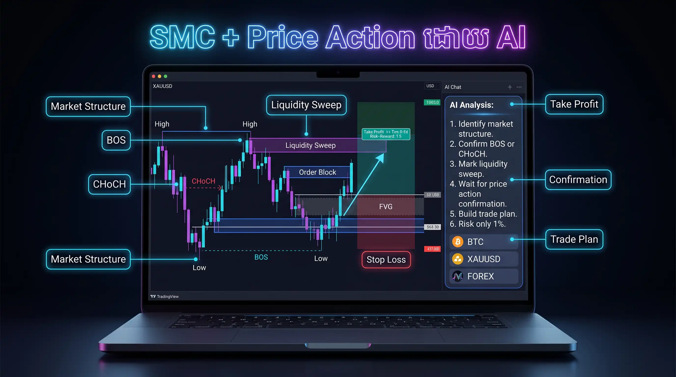 AI SMC price action trading chart illustration