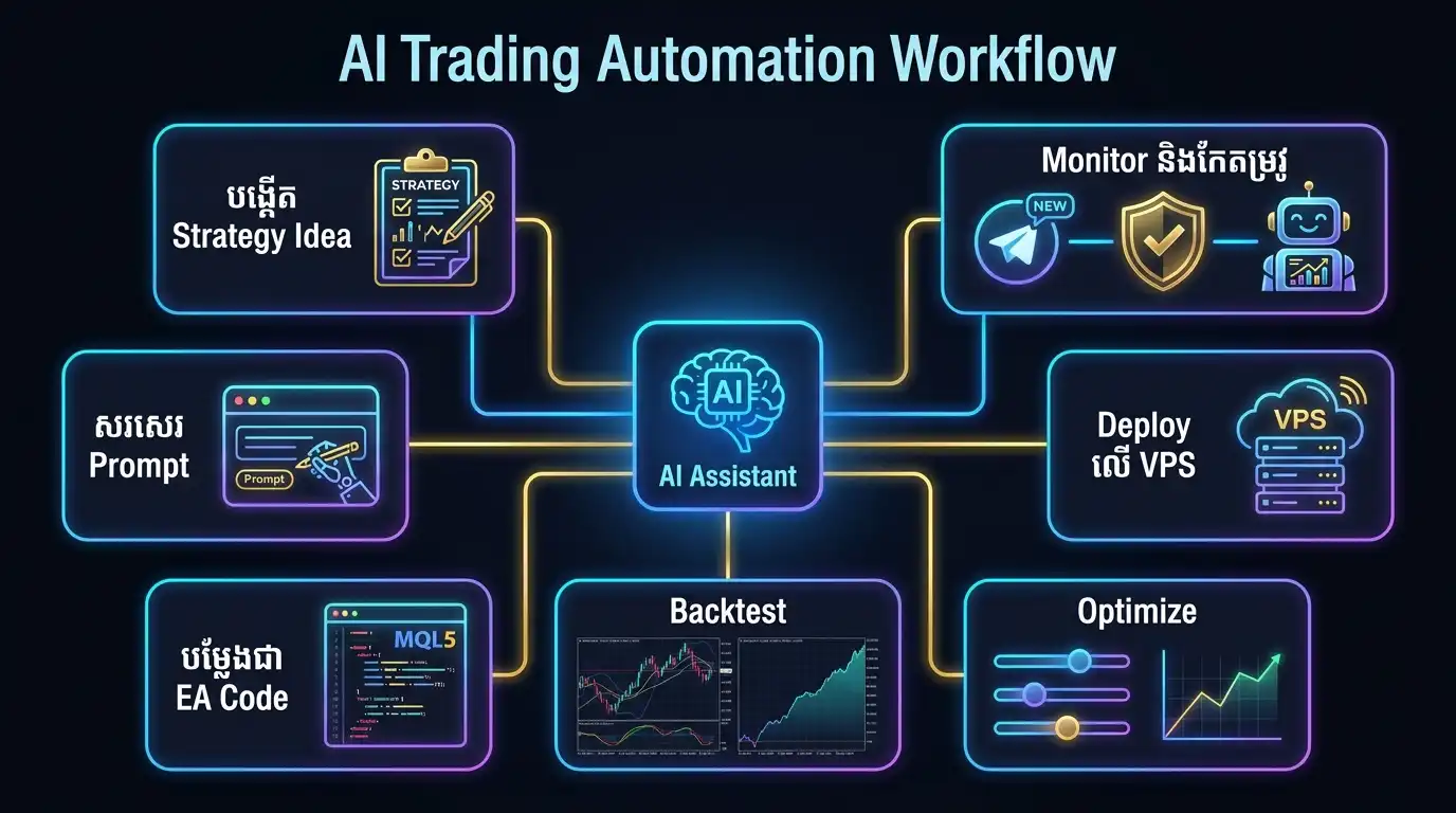 AI trading automation workflow infographic