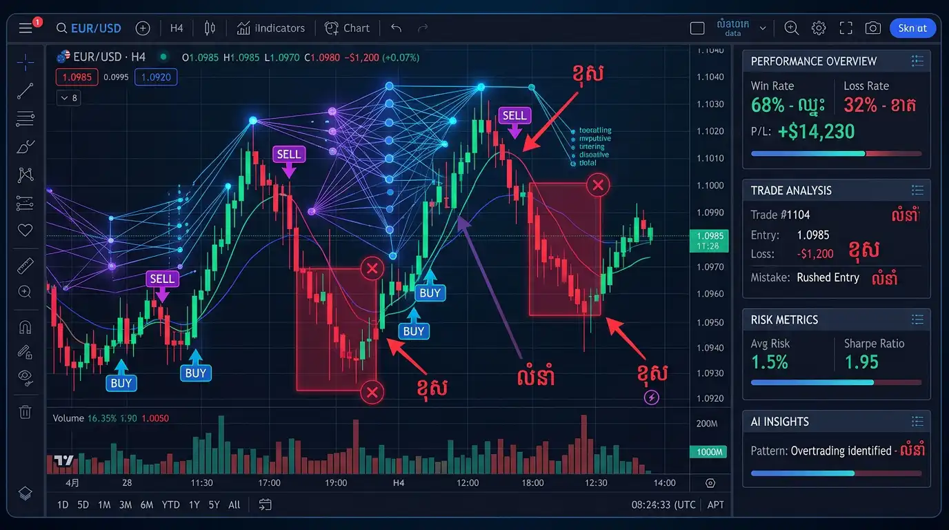 AI trading journal analysis chart illustration