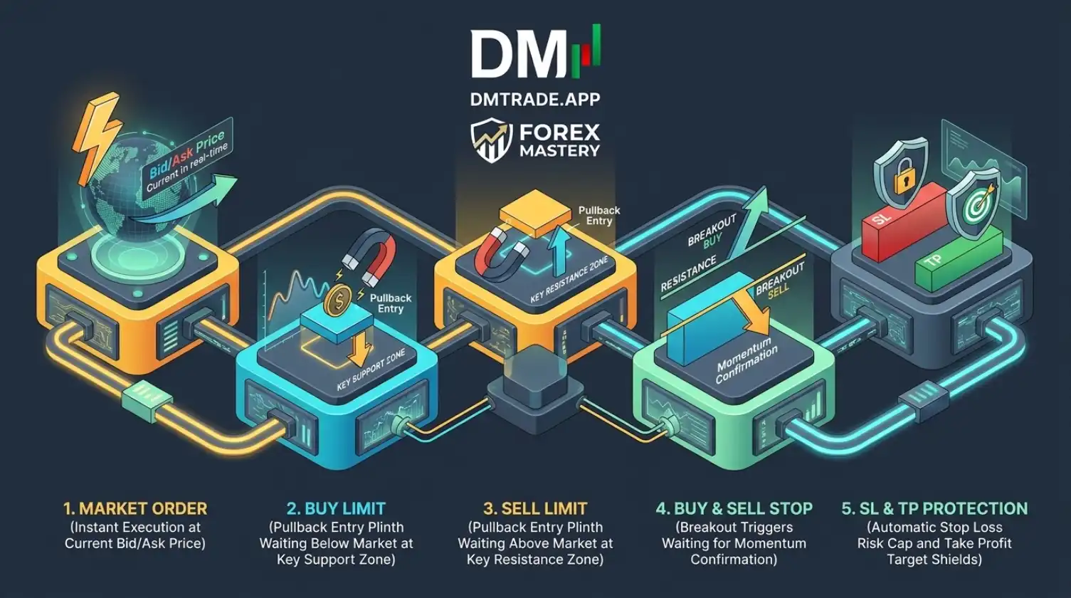 Infographic ប្រភេទ Order ក្នុង Forex