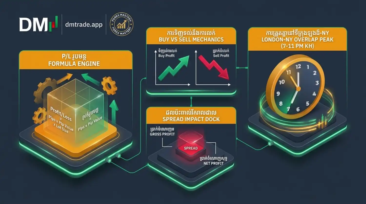 Infographic ការគណនាប្រាក់ចំណេញ និងខាត