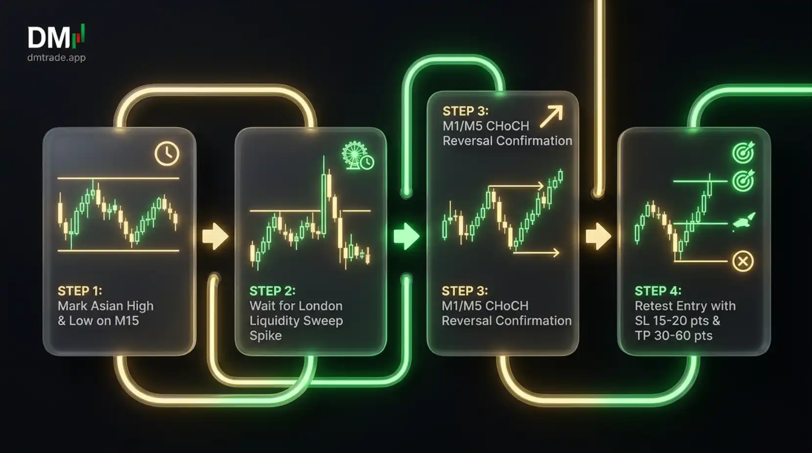 Chart យុទ្ធសាស្ត្រ Scalping មាសលើ M1/M5