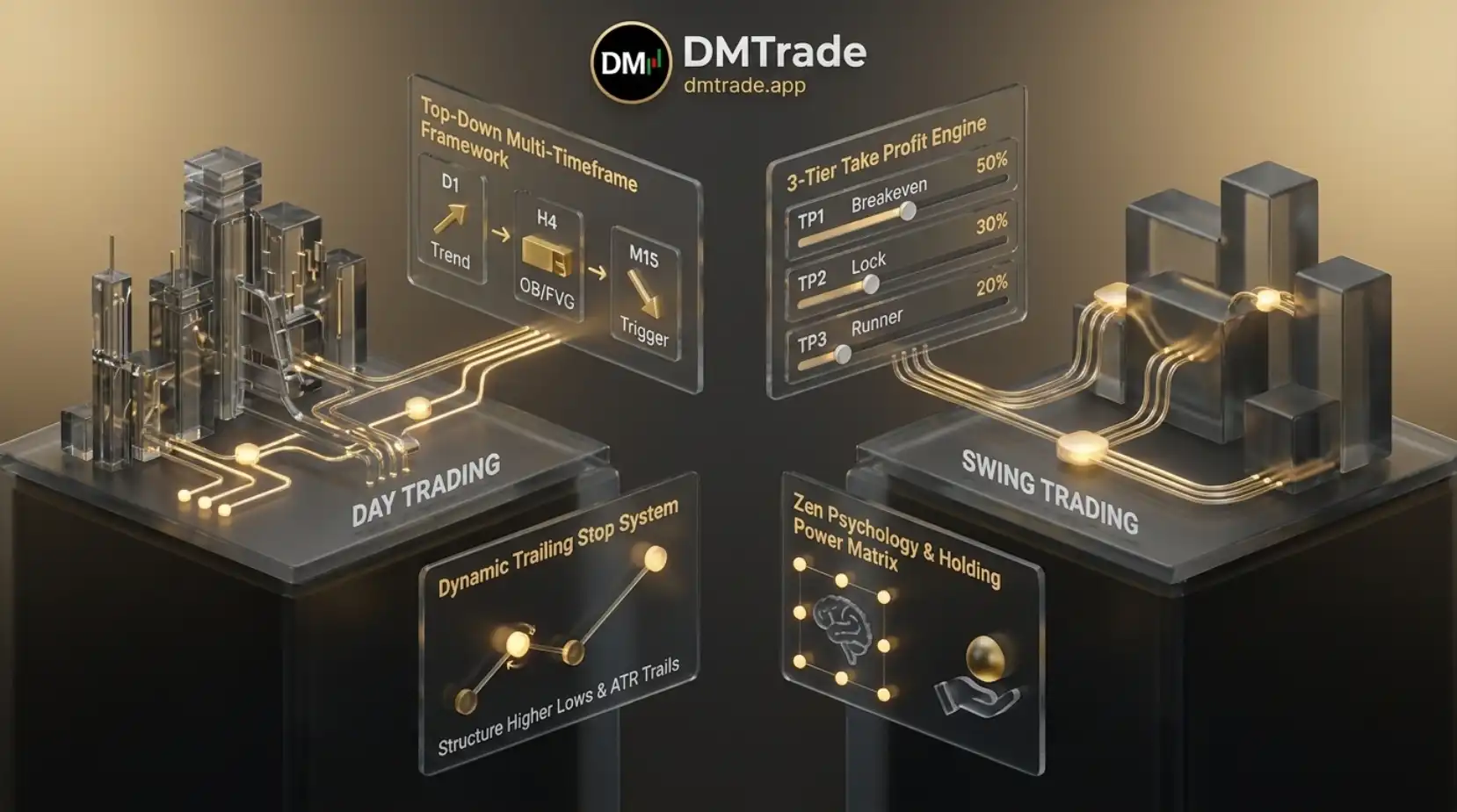 Infographic យុទ្ធសាស្ត្រ Day Trading & Swing Trading មាស