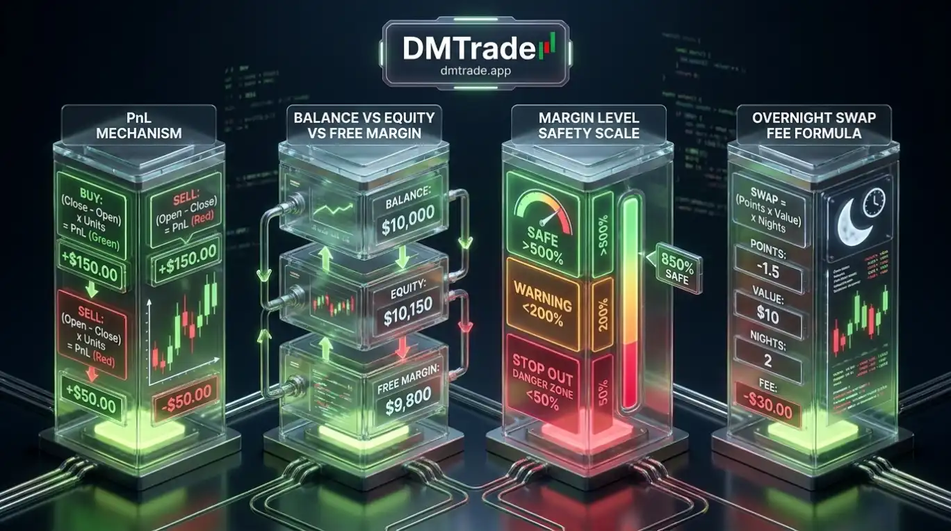 Infographic ការគណនា Profit/Loss និង Margin លើ XAUUSD