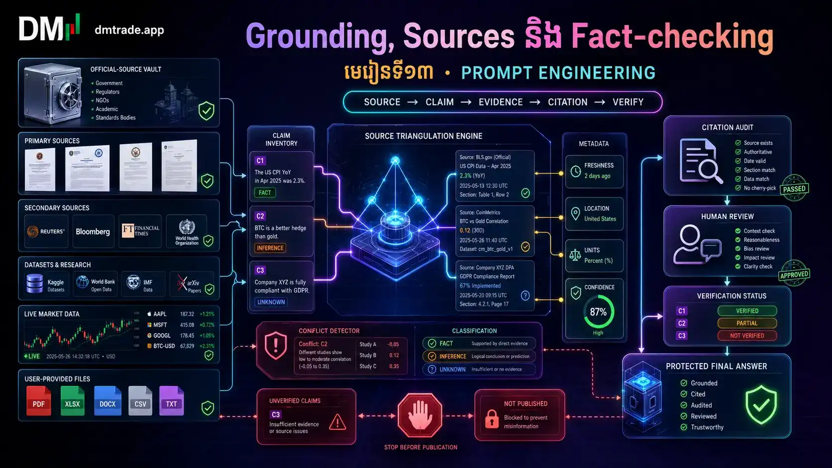 មេរៀនទី១៣៖ Grounding, Sources និង Fact-checking