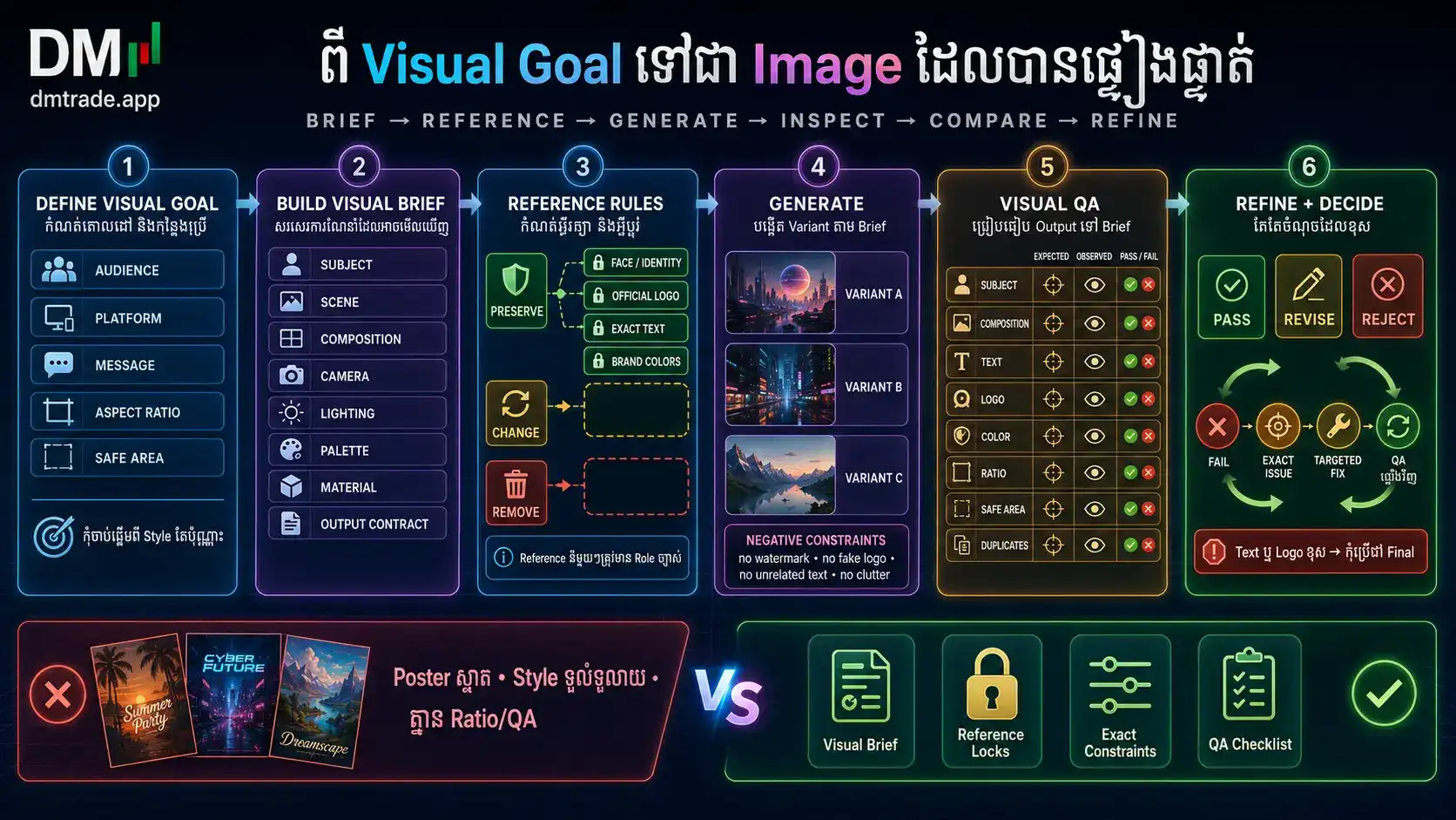 ដំណើរការ Goal Brief Reference Generate Inspect Compare និង Refine