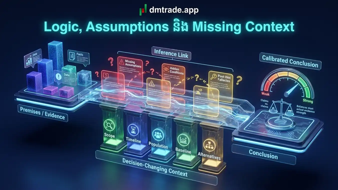 Logic Audit បង្ហាញ Premise Inference Assumption Alternative Missing Context និង Conclusion Strength