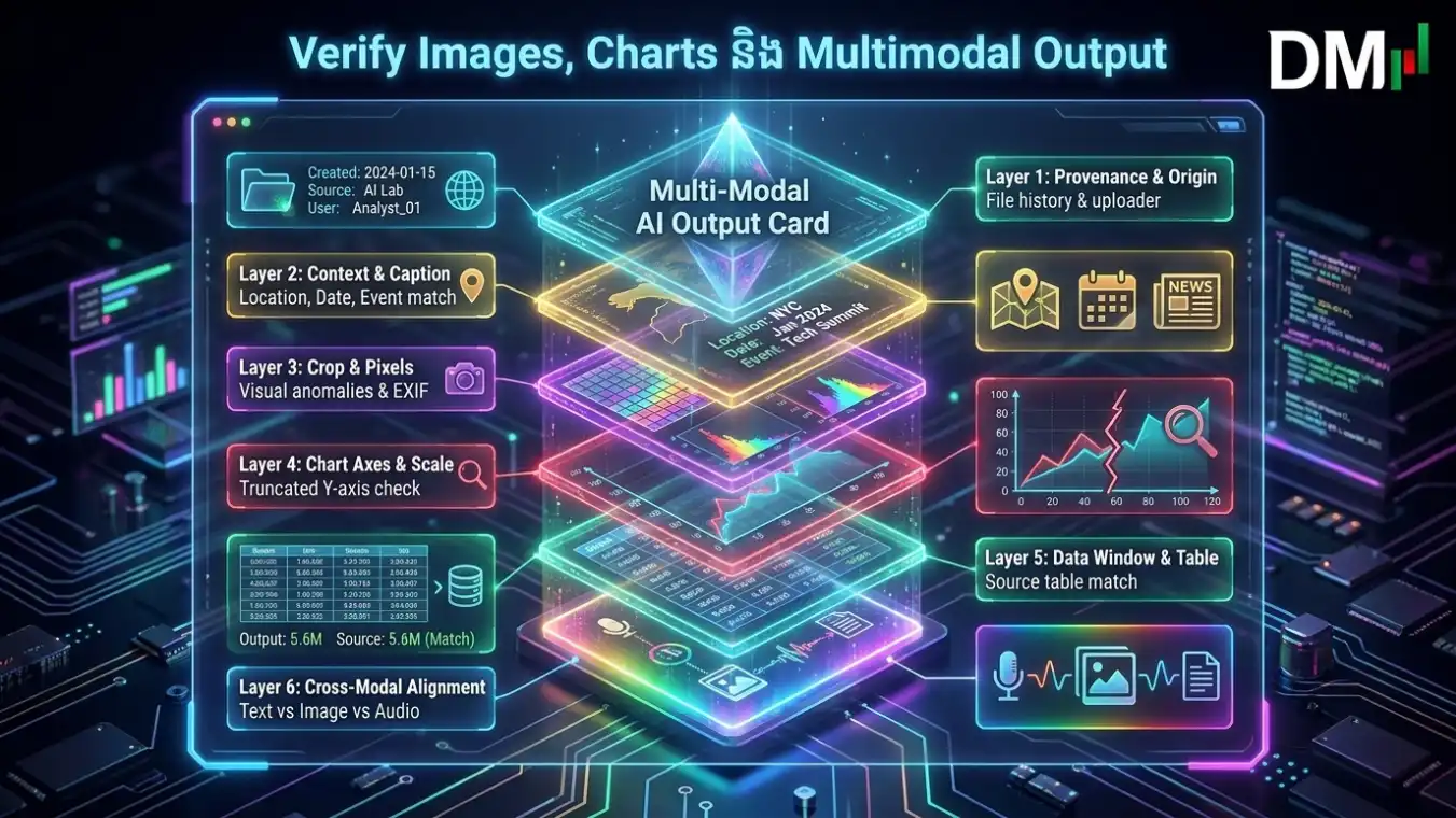 Visual Audit ៦ ស្រទាប់៖ ប្រភព ខ្លឹមសារ រូបកាត់ អ័ក្ស ទិន្នន័យ និងការផ្ទៀងផ្ទាត់ពហុមធ្យោបាយ