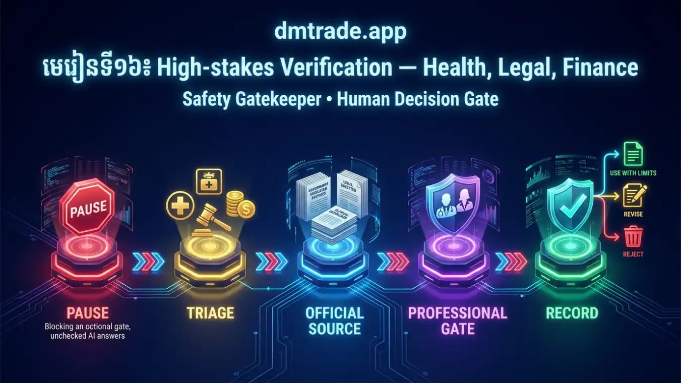 មេរៀនទី១៦ High-stakes Verification បង្ហាញ Health Legal Finance និងHuman decision gate