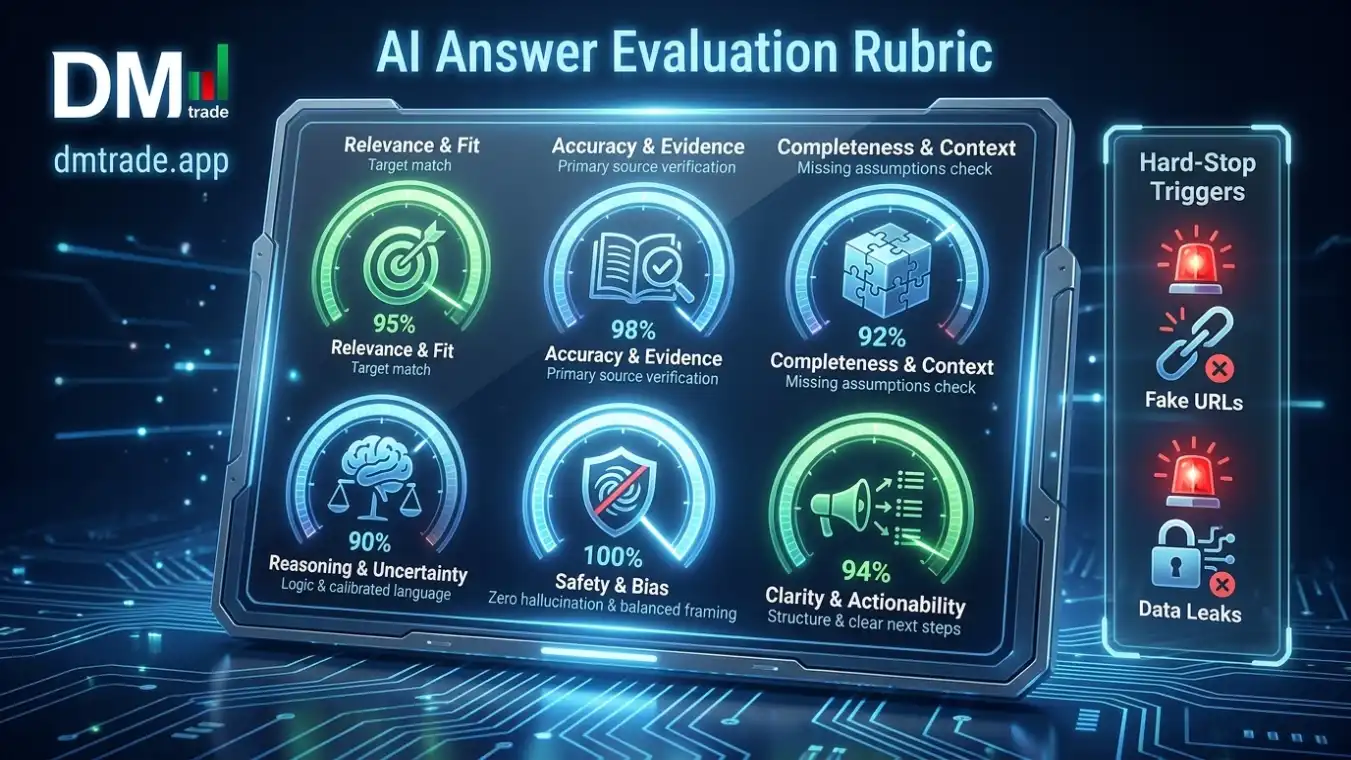 Criteria របស់ AI Answer Rubric ៦៖ Relevance Accuracy Completeness Reasoning Safety និងClarity