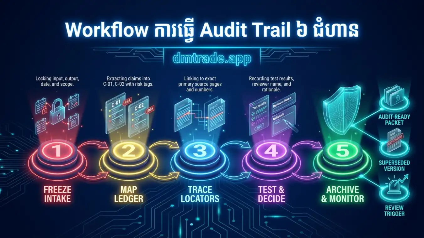 Verification Audit Trail Workflow ៦ ជំហានពី Freeze Intake ដល់ Archive និងតាមដាន