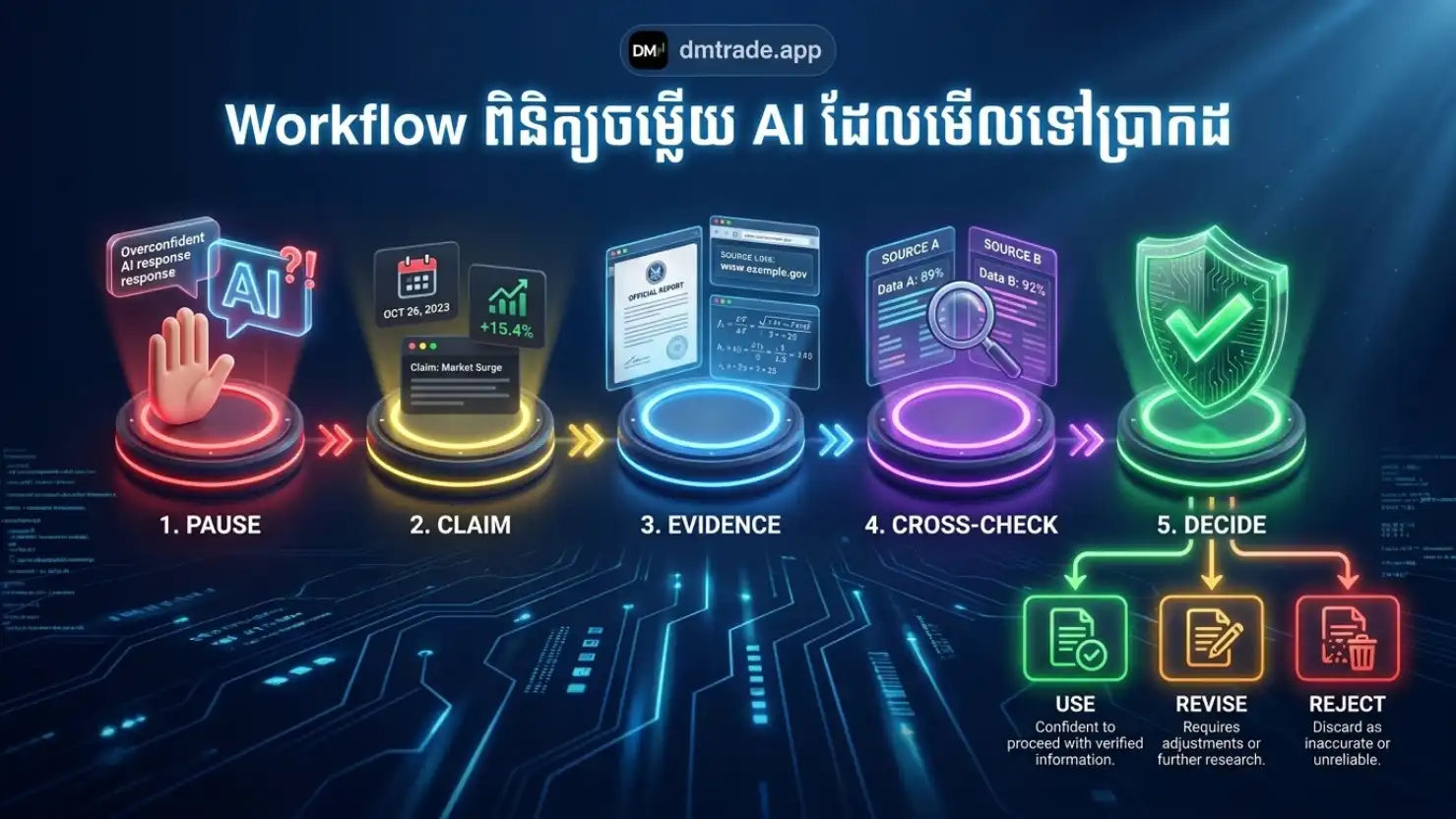 Workflow ពិនិត្យចម្លើយដែលមើលទៅប្រាកដ