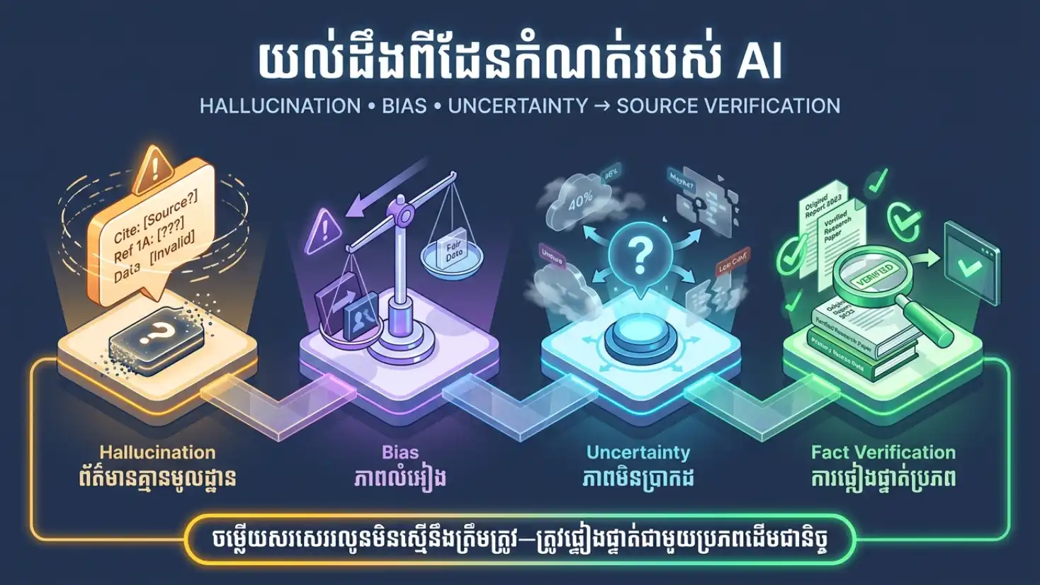 Infographic ប្រៀបធៀប Hallucination Bias និង Uncertainty