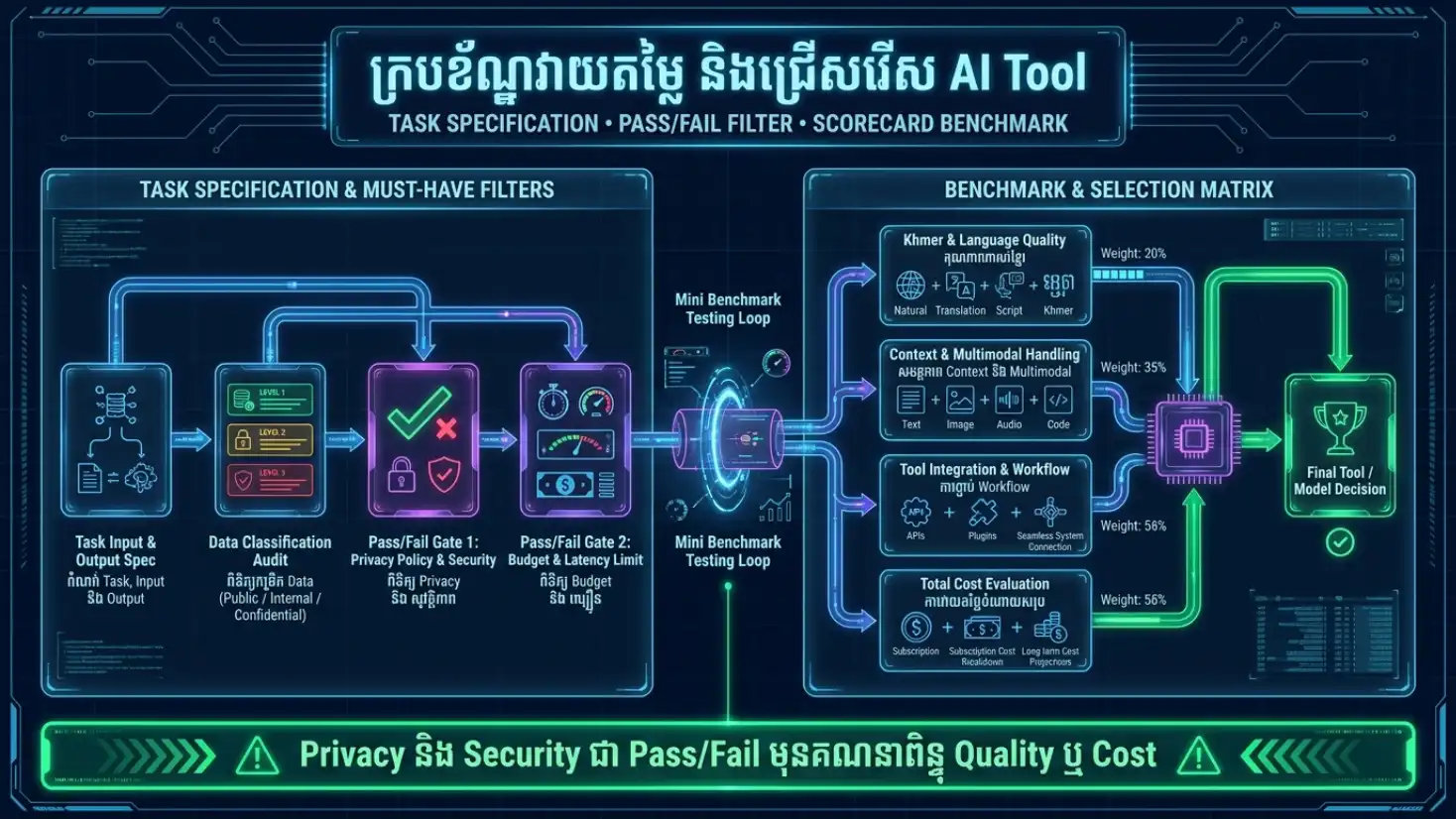 Diagram Task Requirements Benchmark Privacy Costនិង Decision